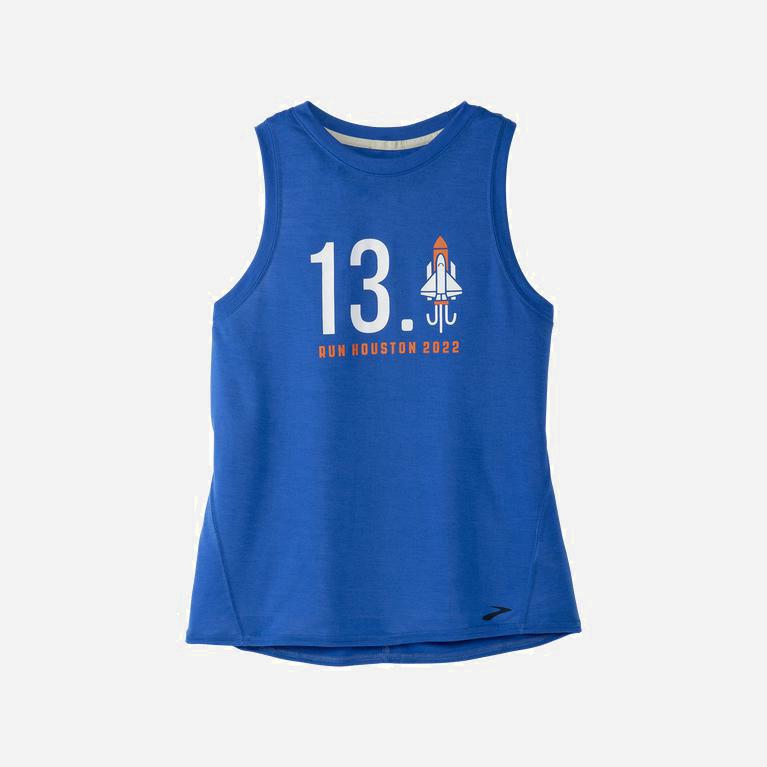 Brooks Houston22 Distance Graphic NZ - Women's Running Tank Top - Heather Bluetiful/13.1 Rocket (178